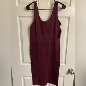 Plum midi length body con dress